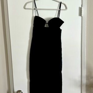 Reformation Malibu Linen Dress, Black, Size 0